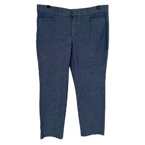 Banana Republic Blue Straight Leg Mid-Rise Pants Flat Front Office Workwear 8